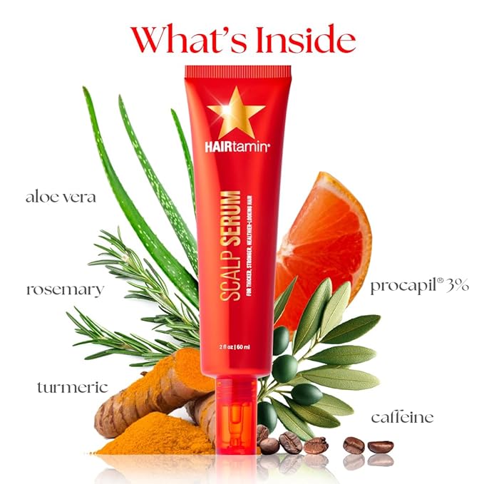 HAIRtamin Scalp Serum Natural Hair Growth Thickening Treatment | Made in USA | Helps Increase Hair Thickness and Aids Against Hair Thinning and Hair Fall Out | Moisturizes and Soothes Dry Itchy Scalp