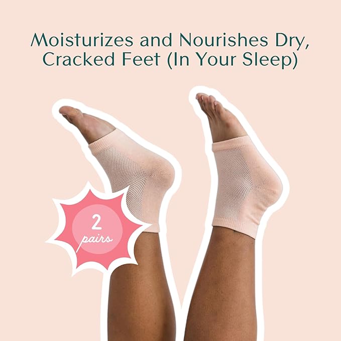 Bare August Foot Cream, Foot Scrub Exfoliator & Heel Socks Bundle
