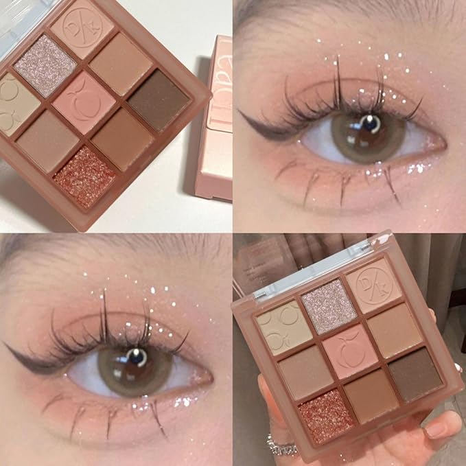 Eyeshadow Palette Makeup- 9 Colors Rose Gold Dark Brown Colorful Eyeshadow Palette Matte Shimmer Korean Natural Eye Shadow palettes Highly Pigmented Naturing-Looking Long Lasting (14#)
