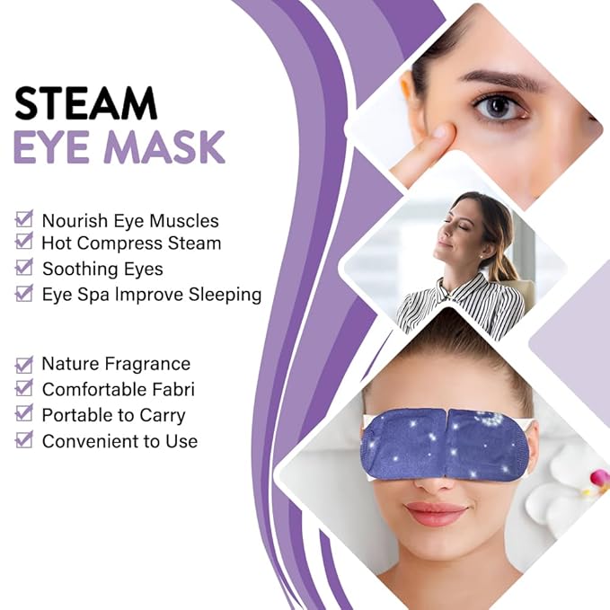 Minidiva Steam Eye Mask for Dry Eyes, 10Pcs Self Heating Spa Warm Eye Mask Relax Sleep Mask, Disposable Heated Eye Mask for Dark Circles Eye Fatigue, Relieve Stress Eye Fatigue (Lavender)