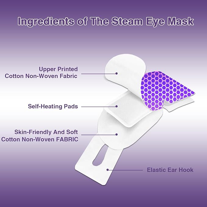 Steam Eye Masks for Dry Eyes, Heated Eye Mask Reduce Puffiness & Dark Circles, Hydrate & Soothe Tired Eyes, Travel Essentials, Business Trip, Party Favors, Lavender 20 Packs