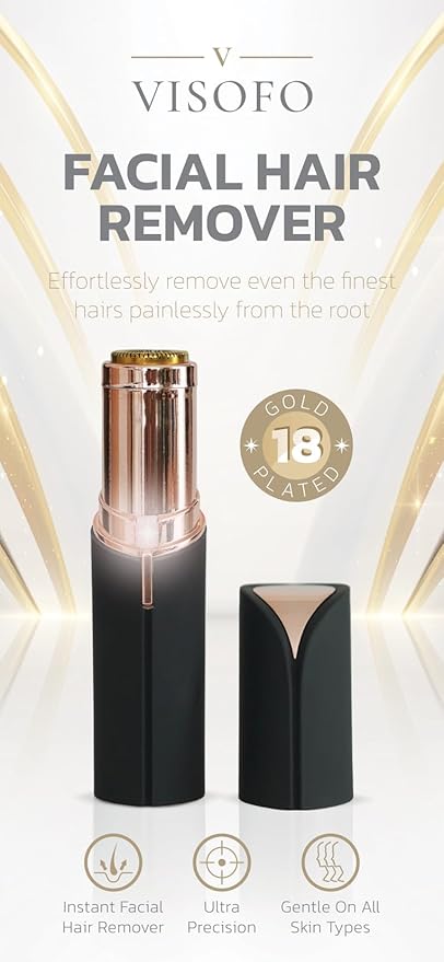 Facial Hair Removal for Women | Electric Razor Device Small Mustache Dermaplaning Remover Tools Tweezers Epilator Trimmer Face Dermaplane Shavers Beauty Gadgets Set Accessories by VISOFO (Onyx)