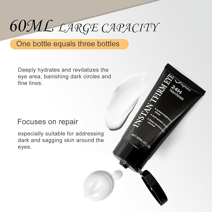 Temporary Instant Eye Tightener Cream – 60 ML Quickly Reduces Dark Circles, Eye Bags, Puffiness and Fine Lines for Anti-Aging and Firming, Provides Rapid Hydration and Locks in Moisture (2 fl. oz)-A