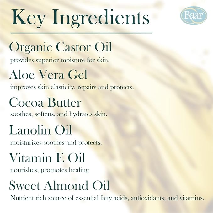 Baar Palma Christi Skin Lotion - Organic Castor Oil, Cocoa Butter, & Aloe Vera, 8 fl. oz.