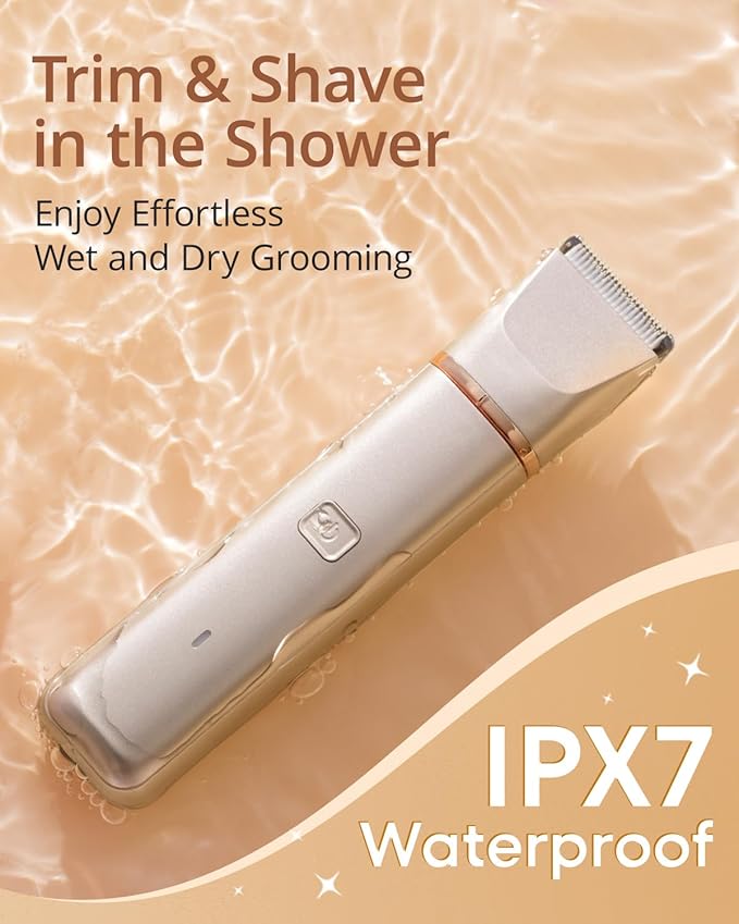 Electric Bikini Trimmer: 2 in1 Body Facial Hair Remover - Painless Pubic Hair Shaver (Rose Gold)