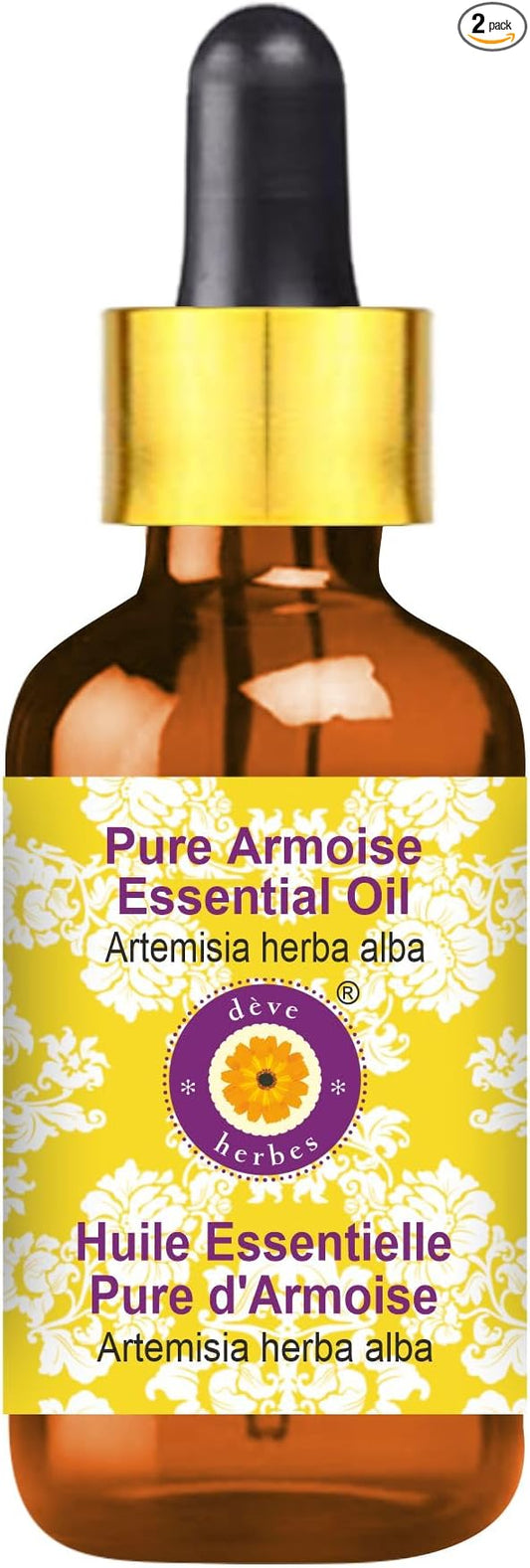 Deve Herbes Pure Armoise Essential Oil (Artemisia herba alba) with Glass Dropper Steam Distilled 100ml (3.38 oz)