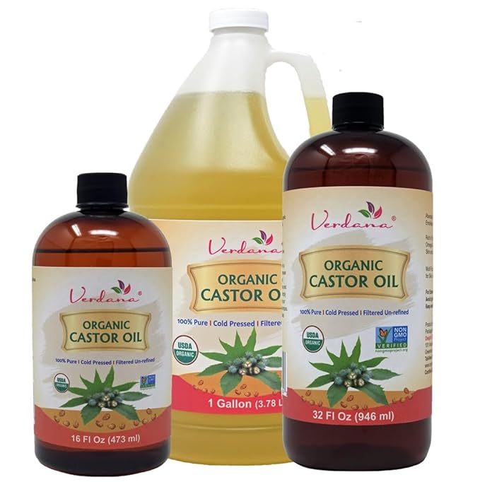 Verdana Organic Castor Oil – 16 Fl Oz Size – Cold Pressed, Unrefined, Hexane-Free – USDA Organic – Natural Moisturizer for Hair Growth, Eyelashes, Skin, Scalp & Castor Oil Packs