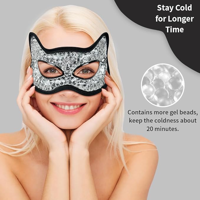 Cooling Eye Mask, Gel Eye Mask Hot Cold Use, Cold Eye Mask for Puffy Eyes, Dry Eyes, Headaches, Migraines, Sinus, Dark Circles (2 blue)