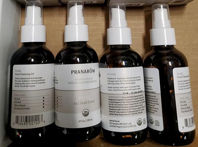 Pranarom - Pure Facial Cleansing Oil (4oz / 120ml) - 100% Pure & Natural Essential Oil Facial Cleanse for Makeup & Impurity Removal
