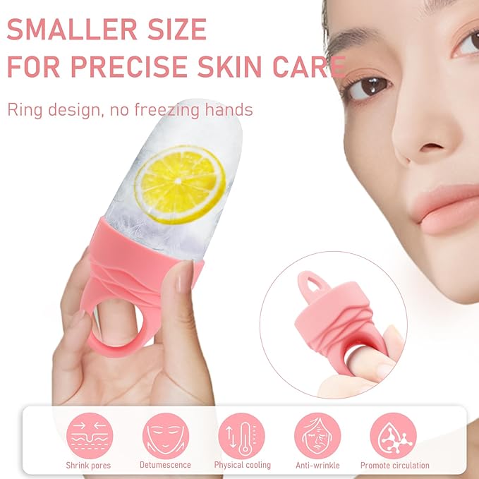 Facial Ice Roller Silicone Mold Reusable for Women 1Pc Face and Eye Neck Cold Skin Care Tools Freezer De-puff Eyes Bag Reduce Migraine Pain - Coral Pink