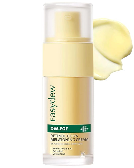 EASYDEW DW-EGF Peptide Retinol 0.03% Cream – Beginner Retinol Night Cream for Hypoallergenic Skin Care - Firm Skin, Wrinkle Improvement - Korean Daily Anti Aging Face & Neck Treatment, 1.01fl. oz.