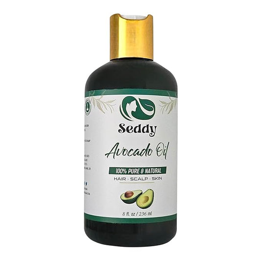 Seddy Avocado Oil - 100% Pure & Natural Oil for Hair, Skin, Face, Body, & Nails | Unscented | Hexane-Free | Natural Carrier Oil | Premium Moisturizer | Ideal for DIY Beauty Blend - 8 Fl. Oz