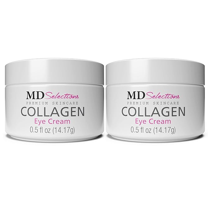 Collagen Eye Cream with Hyaluronic Acid, Under Eye Cream for Puffiness, Under Eye Bags, Hydrating Under Eye Cream, Eye Skin Care, 0.5+0.5 Fl Oz (Pack of 2)
