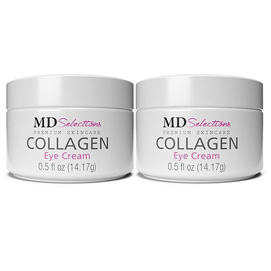Collagen Eye Cream with Hyaluronic Acid, Under Eye Cream for Puffiness, Under Eye Bags, Hydrating Under Eye Cream, Eye Skin Care, 0.5+0.5 Fl Oz (Pack of 2)