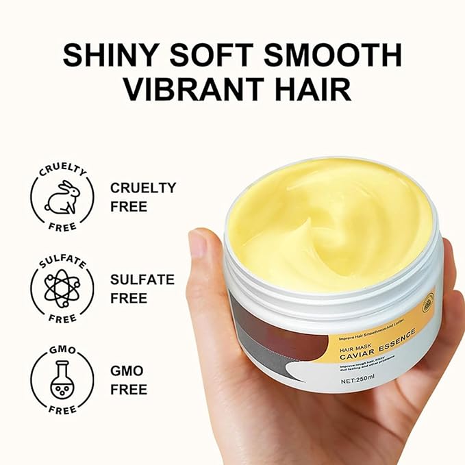 Caviar Essence Hair Mask, Deep Repair Conditioning Argan Oil Collagen Hair Mask Essence for Dry Damaged Hair, Types Hydrating and Nourishing Formula for Dry Hair