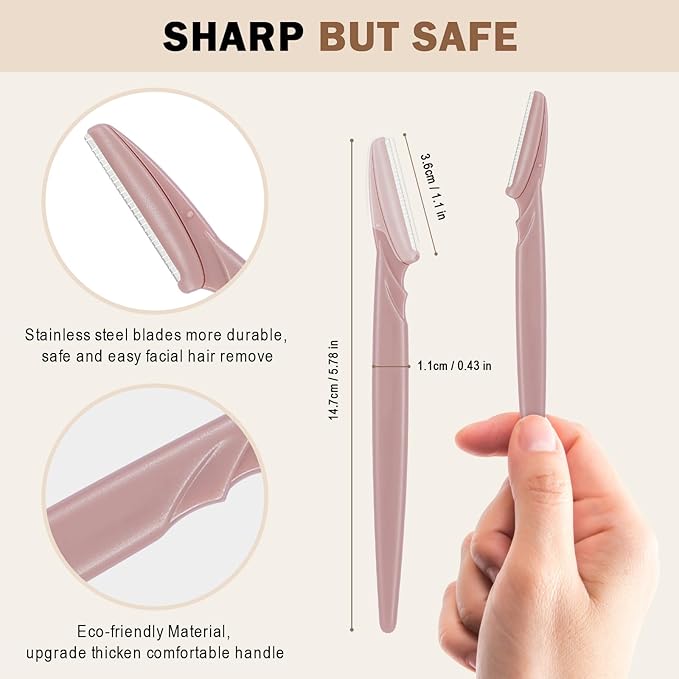 D 12 PCS Eyebrow Razor,Dermaplane Razor,Face Razors for Women,Dermaplaning Tool for Face,3 Colors Facial Hair Shavers with Precision Cover,Facial Hair Remover for Women,Eyebrow Trimmers for Men(Gray)