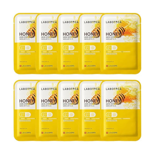 Honey Skin Soft Mask - Deep Hydration Elasticity Boost & Collagen Synthesis for Youthful Skin - Ideal for Dry Skin, Fine Lines, and Acne Care Korean Skincare (10 Sheets)