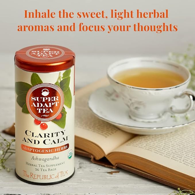 The Republic of Tea - Clarity and Calm SuperAdapt Herbal Tea, 36 Tea Bags, Organic, Caffeine Free, Ashwagandha