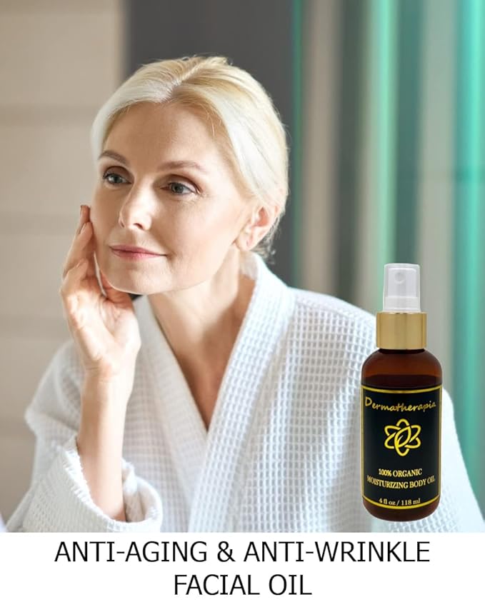 100% Organic Luxury Body Oil, Hair Oil, and Face Oil -Smoothing for Aging Skin, Scalp, and Problem Skin. Ultra Moisturizing and Delivers Nutrients to Promote Soft Skin and Silky Hair. Absorbs Quickly