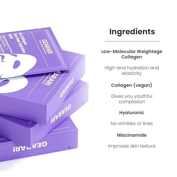 Collagen Face Real Deep Mask, Hydrating Overnight Hydrogel Mask, Pore Minimizing, Elasticity Improvement, 34g x4ea Bio-Collagen