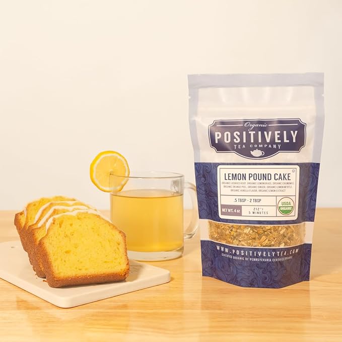 Organic Positively Tea Company, Lemon Pound Cake, Herbal Tea, Loose Leaf, 4 Ounce