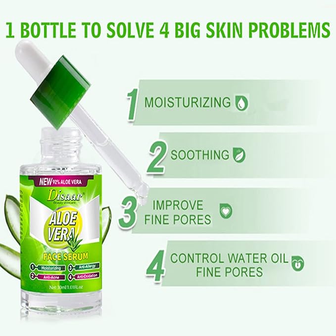 Aloe Vera Essence Face Serum Soothing Anti-Acne Anti-Allergy Anti-Oxidation Minimize Pores 30ml/1.01fl.oz