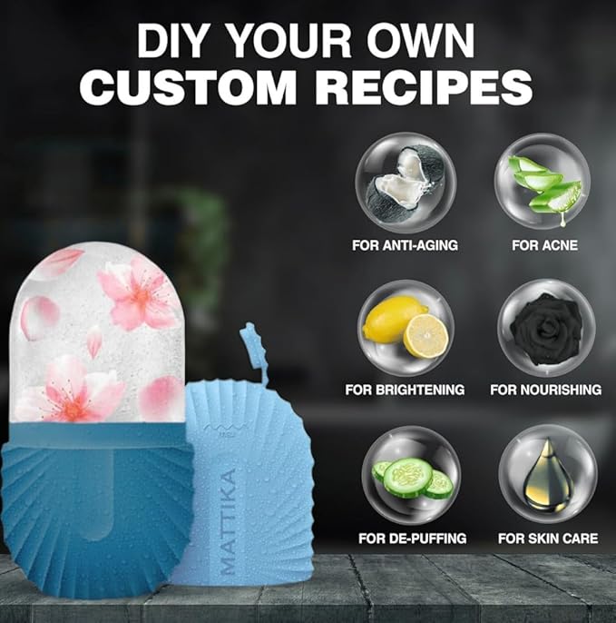 Ice Roller for Face and Eye Glow Naturally and Skincare, Ice Face Roller, Ice Facial Cube, Gua Sha Face Massage, Ice Roller Face for Beauty and Skin Care Gift for Men & Women Face Ice Roller (Blue)