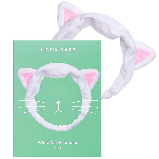 I DEW CARE Hydrogel Eye Patch - Starlit Kitten, 5 EA + Face Wash Headband - White Cat, 1 Count Bundle