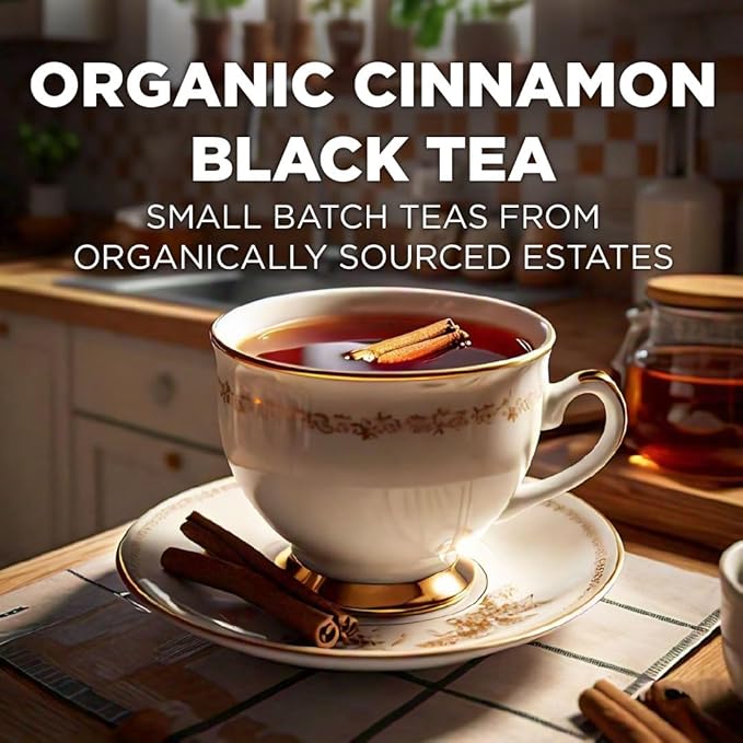 Maud's Cinnamon Organic Black Tea Pods, 22 ct, Recyclable Single Serve Tea Pods – 100% Gourmet Blended Tea Leaves, Compatible with Keurig K Cups Maker