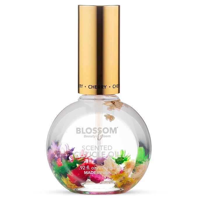 Blossom Hydrating, Moisturizing, Strengthening, Scented Cuticle Oil, Infused with Real Flowers, Made in USA, 1.84 fl. oz, 2 Pack Bundle, Cherry + Honeysuckle