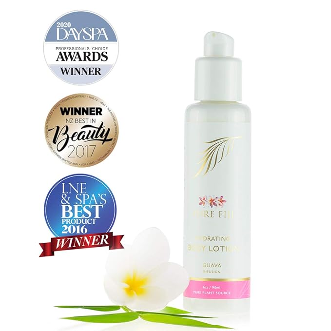 PURE FIJI Body Lotion Hydrating - Moisturizing Lotion for Dry Skin with Coconut Milk and Vitamin E, Organic Body Lotion For Women and Men, Guava Scent, 3 oz