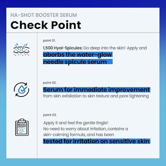 ILSO H-A Shot Booster Serum, Hyal-Spicule Exfoliating Serum, 0.5oz, Improves Skin Texture and Pore Tightening, Moisturizing Formula