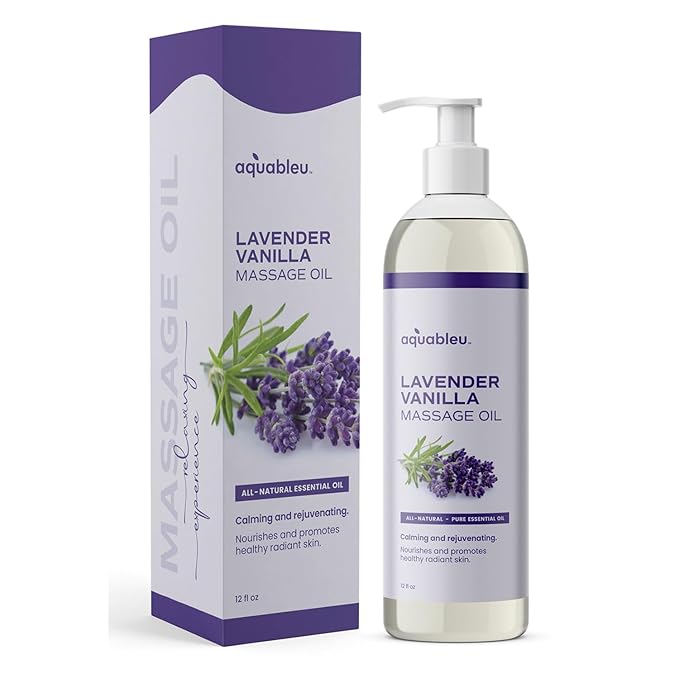 Lavender Vanilla Massage Oil 100% Pure & All-Natural - Natural at-Home Massage Therapy, Soothes Skin & Muscles - Full Body Relaxing Massage Oil for Men and Women 12 fl oz