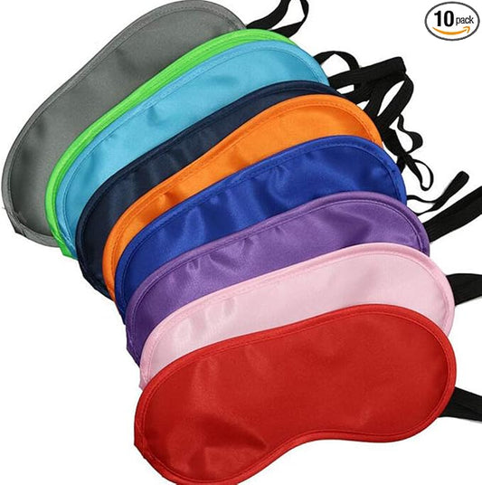 erioctry 10pcs Eye Masks Cover Lightweight Blindfold Sleeping Eye Masks with Elastic Straps for Kids Girls Women Men (Color Random)