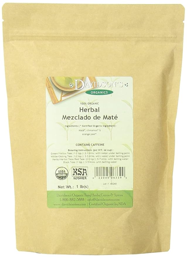 Davidson's Organics, Mezclado de Mate, Loose Leaf Tea, 16-Ounce Bag