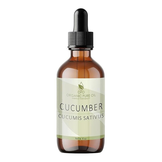OPO Cucumber Seed Oil - 4 oz Glass & Dropper - Pure Cold Pressed Unrefined Natural Non GMO Vegan Cleansing Moisturizing Hydrating Extra Strength Hair Face Skin Body Nails Cuticles