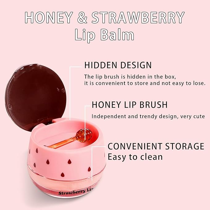 4 PCS Lip Mask Overnight, Honey&Strawberry Exfoliator