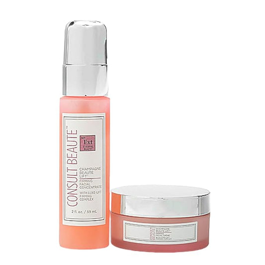 Consult Beaute - Champagne Beaute Lift Firming 2 Piece Set - Facial Moisture Cream and Skin Renewing Serum - Helps Tighten, Lift and Firm the Appearance of Sagging, Slack Skin on Face and Neck