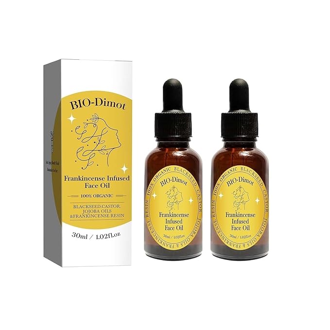2 Pcs Frankincense Resin Oil, Organic Frankincense Infused Black Seed and Castor and Jojoba Oils for Skin Hydration Anti-Aging Face Serum.