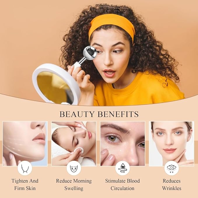 Ice Globes Stainless Steel Beauty Facial Massagers for Face & Eyes, Premium Unbreakable Stainless Steel Cryo Sticks for Beauty Routines, Facials Cold Rollers Cooling Globes(Silver,2Pack)