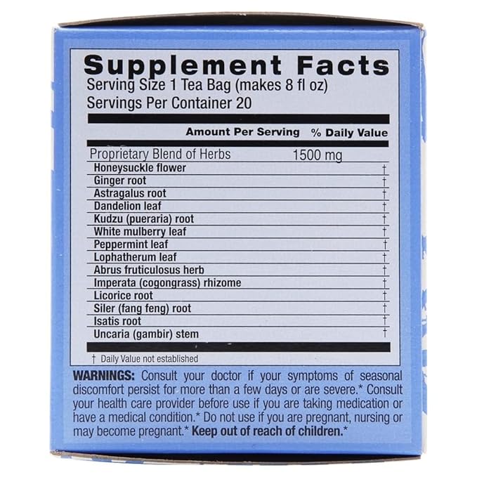 Chinese Medicinal Tea-Cold & Flu Time - Triple Leaf Tea - 20 - Bag