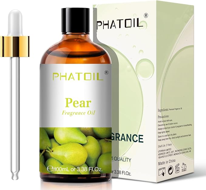 3.38FL.OZ Pear Fragrance Oils for Aromatherapy, Essential Oils for Diffusers for Home, Perfect for Diffuser, Yoga, Skin Care, DIY Candle and Soap Making - 100ml
