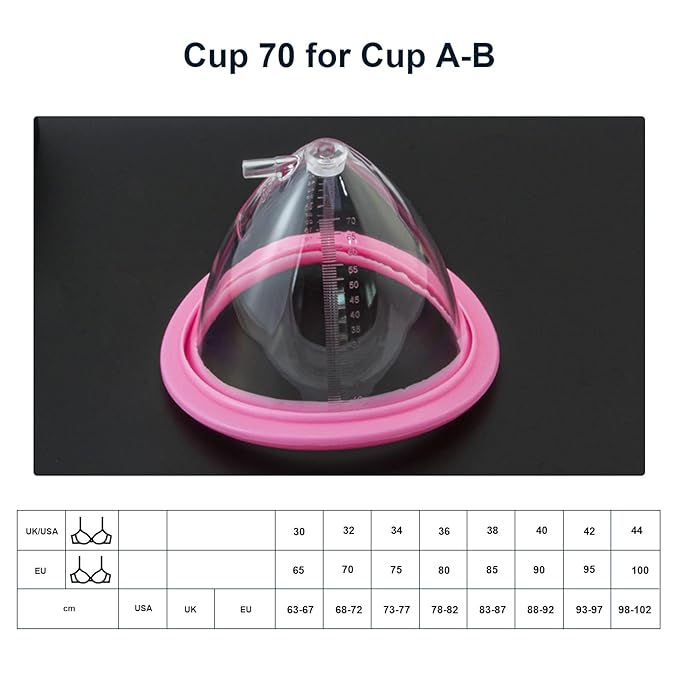 Elitzia ETSL0004 Accessories Cup70 Cup80 Cup90 Cup105 Cup120 One Pair for Chest Enlargement Vacuum Pump Breast Beauty Salon Spa Professional Equipment (Cup70)