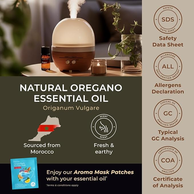 Gya Labs Oregano Essential Oil for Improved Self-Care - 0.34 Fl Oz - 100% Pure Natural Oregano Oil for Skin, Nails, Diffuser, Aromatherapy, DIY Candle Making - Fresh & Earthy Scent
