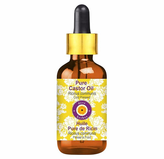 dève herbes Pure Castor Oil (Ricinus communis) with Glass Dropper Cold Pressed 5ml (0.16 oz)