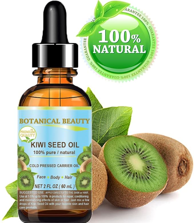Botanical Beauty KIWI SEED OIL. 100% Pure Natural Undiluted Virgin Cold Pressed Carrier Oil. 2 Fl.oz.- 60 ml for Face, Skin, Body, Hair, Nail Care