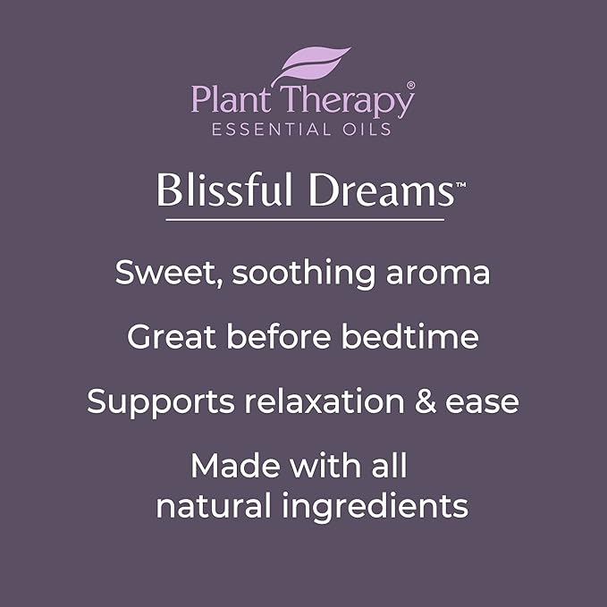 Plant Therapy Blissful Dreams Essential Oil Blend, Relaxation While Supporting Quality Rest, Grounding & Soothing, Bedtime Aroma, 10 mL (1/3 oz) 100% Pure, Pre-Diluted Roll On, Natural Aromatherapy