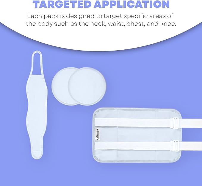 Castor Oil Pack Wrap Kit, 4 Pcs Organic Cotton, Adjustable Strap for Neck, Waist, Chest, Knee, Reusable, Washable - Detox, Constipation, Inflammation