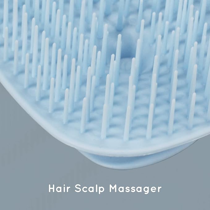 Scalp Massager Shampoo Brush, Scalp Scrubber & Exfoliator for Dandruff Removal, Wet & Dry Dandruff Comb and Detangler for Men and Women, Suitable for Short Medium Hair (Blue)