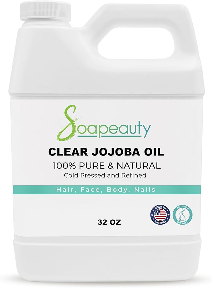 Soapeauty Clear Jojoba Oil | 100% Pure & Natural | Refined, Cold Pressed, Hexane Free | Moisturizing Oil for Skin, Face, Hair & Nails | 32 fl oz